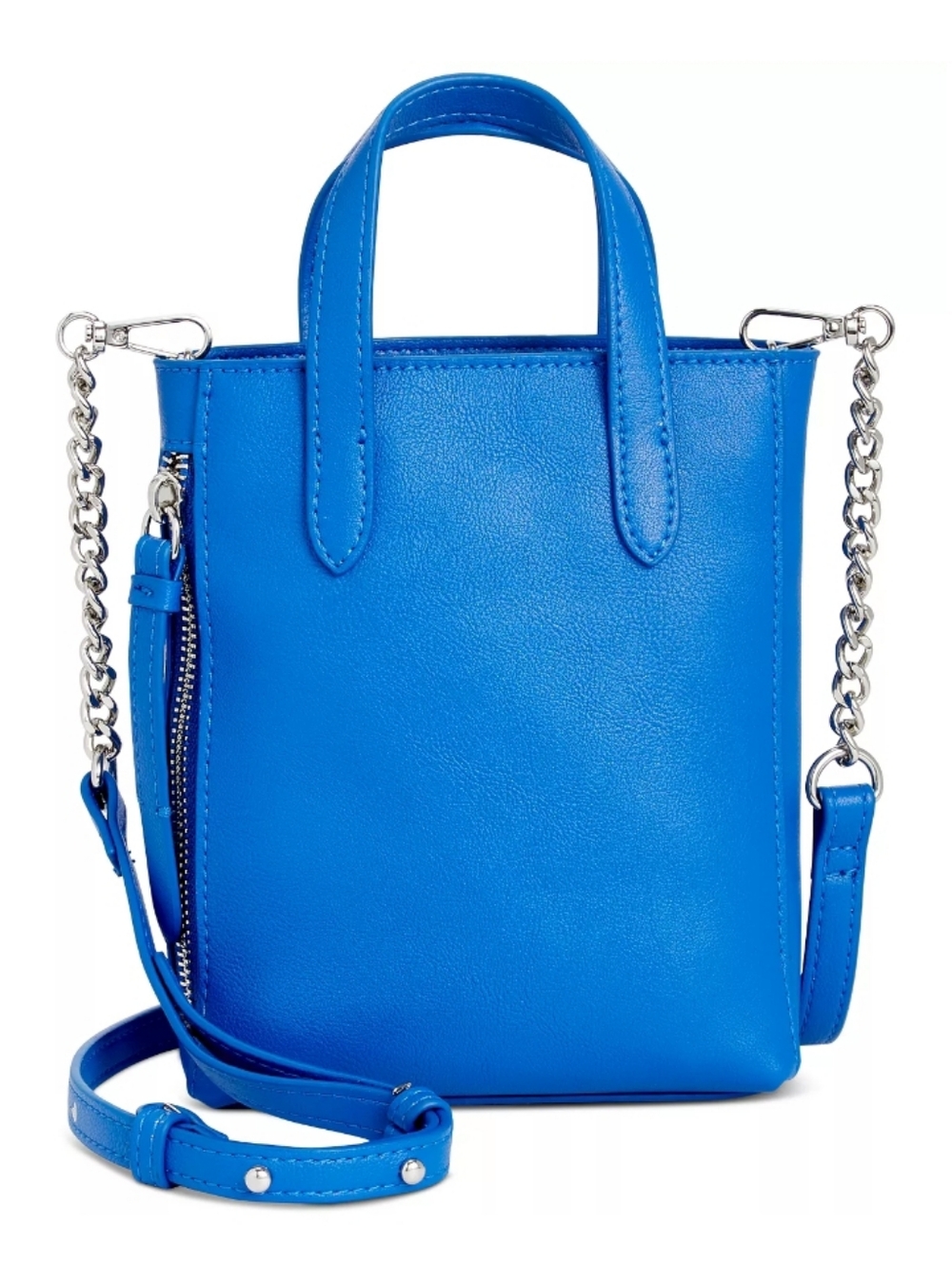 Blue Leatherette Mini Tote Crossbody Bag